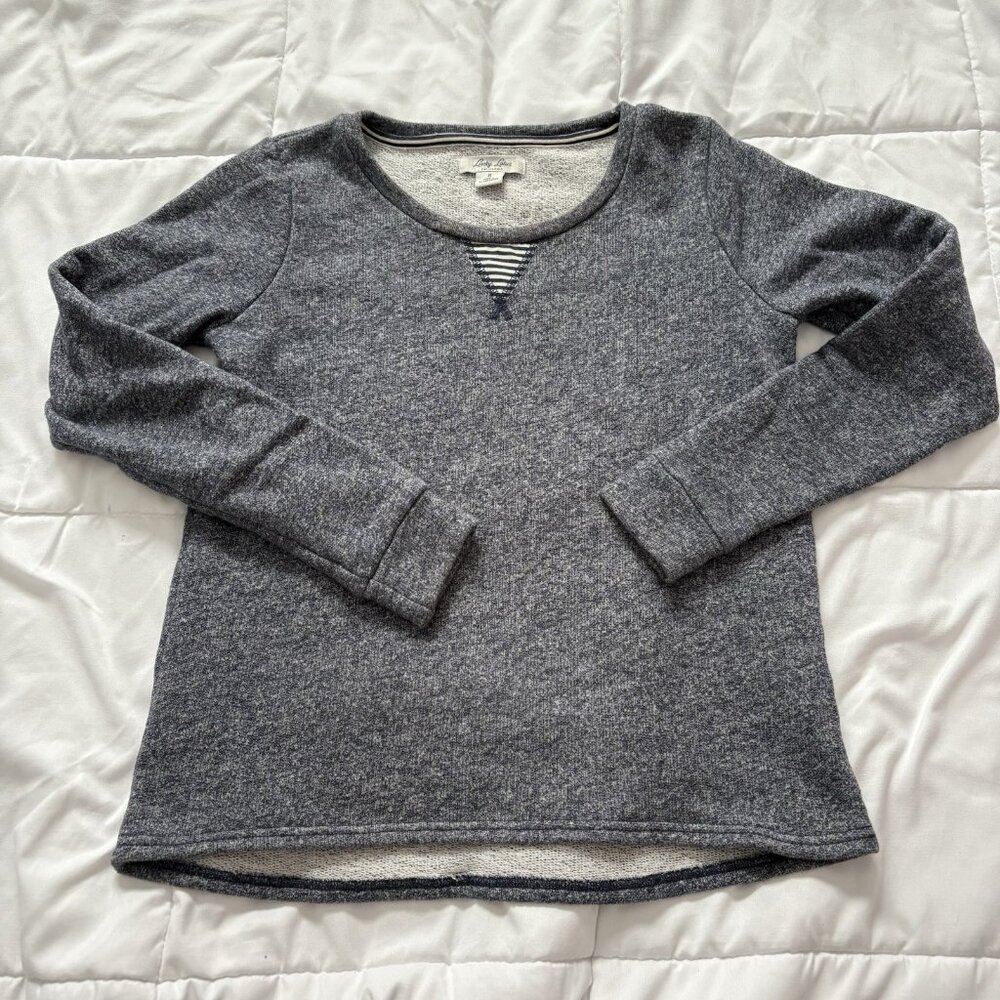 Lucky Lotus Pullover Sweater Womens Size Small Blue Long‎ Sleeve Officechic City